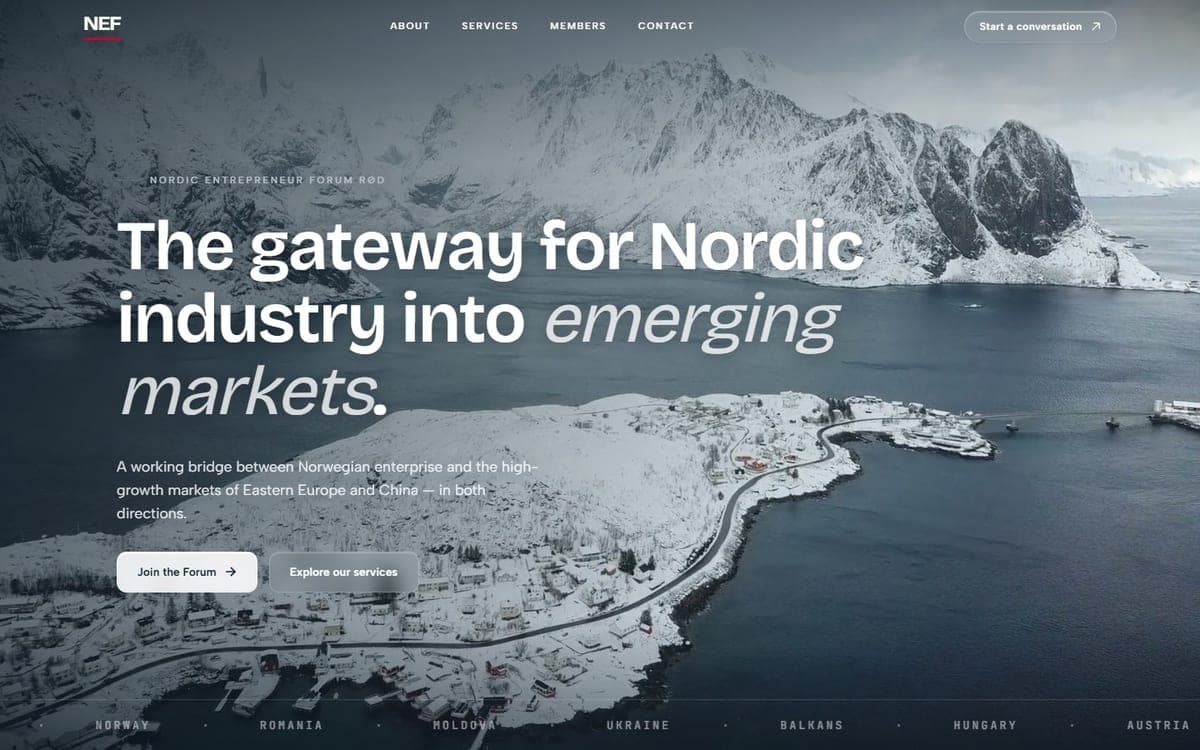 Skjermbilde av nefrod.no — Nordic Entrepreneur Forum Rød