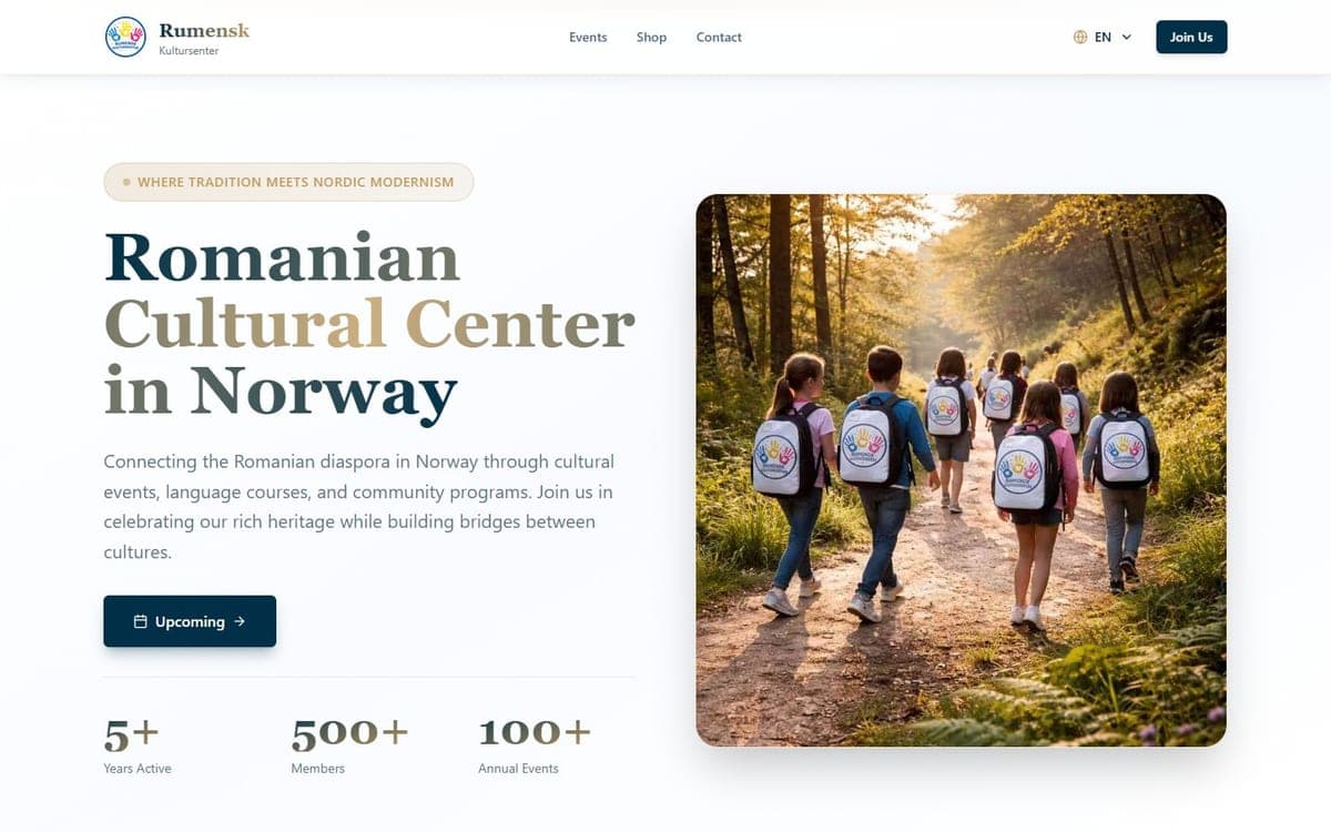 Skjermbilde av Rumensk Kultursenter — kulturplattform for diasporaen i Norge